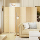 HOMCOM - Séparateur de pièce autoportant à 6 panneaux en bambou ondulé pour chambre, bureau intérieur - bois naturel-Matériau : Bambou, bois de pin 
