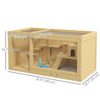 PawHut - Grande Cage à Hamster en Bois avec Bac Amovible, Balançoires et Échelle-Fabriqué en bois de sapin pour plus de stabilité