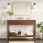 Modway Zaire 48" Single Sink Compatible Bathroom Vanity Cabinet - Walnut-Metal Handle Pulls