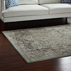 Modway Enye Distressed Vintage Floral Lattice Area Rug - 8 ft W x 10 ft L - Brown/Silver Blue-Gripping Rubber Underside
