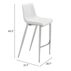 Zuo Magnus Barstool - White/Silver - Set of 2-6