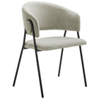 Modway Nella Upholstered Heathered Chenille Dining Chairs - Taupe/Black - 2 Pack-Protective Foot Pins