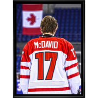 Connor Mcdavid Team Canada White Back View - Framed Canvas - 22" x 31"-Premium canvas print with gallery-wrapped edges