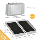 HOMCOM - Rampe d’accès portable 2 pi en aluminium pour fauteuil roulant, seuil pour scooter - noir-Équipée de deux garde-corps hauts pour éviter les chutes accidentelles 