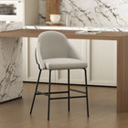 Manhattan Comfort Gracie 22" Modern Leatherette Upholstered Counter Stool - Stone and Black-Frame and Legs Features Choice of Fully Welded Black Steel or Gold Stainless Steel