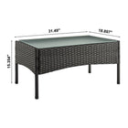 Manhattan Comfort Imperia Modern Patio 4-Person Conversation 4-Piece Set with Coffee Table - Black/Cream-Coffee Table Includes Removeable Tempered Frosted Glass