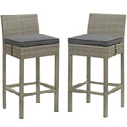 Modway - Conduit Terrasse extérieure Rotin en osier Tabouret de bar - Charbon gris clair - Ensemble de 2-Tabouret de bar extérieur moderne