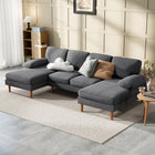 HOMCOM - Canapé en U avec double méridienne pour salon - gris foncé-Assise confortable avec pack de ressorts et coussins de siège remplis de mousse haute densité 