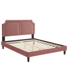 Modway - Novi Lit King en velours haute performance avec pieds effilés en bois noir - Vieux rose-Lit de plateforme King