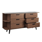 Modway Langston 63" Open Display Storage Sideboard - Walnut Grey-Splayed Base