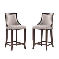 Manhattan Comfort - Emperor tabouret de bar traditionnel de 19 po en similicuir rembourré - gris clair - paquet de 2-Tabouret de bar traditionnel avec dossier parfait pour une utilisation au bar et dans la cuisine. Ensemble de 2