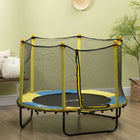 Qaba Kids Trampoline with Enclosure Net - 55" Dia. - Yellow-Waterproof for both indoor and outdoor use 