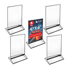 Azar - Porte-cartes de bureau/comptoir à chargement supérieur/latéral en acrylique - Transparent - Paquet de 5 (152792-BLK-5PK)-Matériau du cadre : acrylique