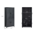 Manhattan Comfort Jodie 31" Mid-Century Modern Bookcase - Charcoal Grey - Set of 3-Features 6 Adjustable Shelves