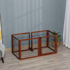 PawHut - Barrière pour animaux en bois autoportante avec 6 panneaux, 2 pieds de support - café-Cette barrière pour chien peut être entièrement pliée pour un rangement facile 