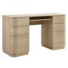 Modway Mirae 55" 6-Drawer Curved Office Desk - Brushed Light Oak-55" Computer Desk with 6 Drawers