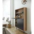 Nexera Slim Bar Cabinet - Secretary Bookcase Desk With Storage - Nutmeg & Charcoal Grey-6