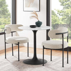 Modway Lippa 28" Round Wood Dining Table - Black White-Chip-Resistant Metal Pedestal Base