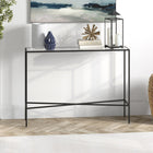 Hudson&Canal - Console Henley 42" de largeur avec plateau en verre - Bronze noirci-Nettoyer avec un chiffon doux et sec, sans produits chimiques agressifs ni produits de nettoyage abrasifs