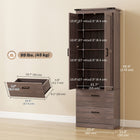 HOMCOM 67" H Tall Kitchen Pantry Cabinet with Adjustable Shelves - Espresso-Distressed brown finish and black accents add farmhouse charm 