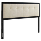 Modway Draper Tufted Fabric and Wood Queen Headboard - Black Beige-Upholstered Queen Headboard