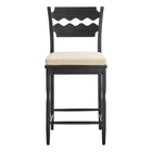 Modway - Jax Bois de chêne Tabouret de comptoir avec dossier ondulé en rasoir et coussin in Lin noir-Entièrement assemblé
