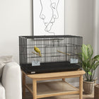 PawHut - Cage à oiseaux 18 po H avec plateau amovible, panneau inférieur en treillis, perchoirs en bois, balançoire-Elle est fournie avec deux perchoirs en bois et deux mangeoires en plastique 