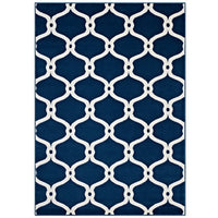 Modway - Beltara Treillis transitionnel en maillon de chaîne Tapis de comédie 8 pi l x 10 pi L - Bleu marocain et ivoire-Tapis de transition en maillage de chaîne