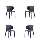 Manhattan Comfort - Ensemble de 4 chaises de salle à manger Conrad 52 cm style mid-century modern, revêtement en tweed tissé noir-Chaise de salle à manger style milieu du siècle pour usage dans la salle à manger lot de 4