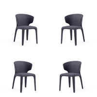 Manhattan Comfort - Ensemble de 4 chaises de salle à manger Conrad 52 cm style mid-century modern, revêtement en tweed tissé noir-Chaise de salle à manger style milieu du siècle pour usage dans la salle à manger lot de 4