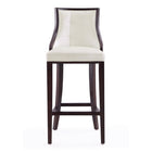 Manhattan Comfort - Tabouret de bar Fifth Avenue 19" traditionnel rembourré en similicuir - blanc perle et noyer - lot de 2-Comprend une base de repose-pieds