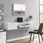 Modway Render 60" Wall Mount Wood Office Desk - White-Smooth Wood Grain Laminate