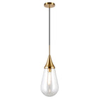 Hudson&Canal - Suspension Ambrose de 21 cm de large avec abat-jour en verre - Laiton/Transparent-Associé à un abat-jour en verre blanc en forme de larme