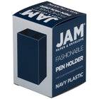 JAM Paper - Pot à crayons en plastique  - bleu marine-Un moyen idéal pour garder tous vos stylos, crayons et fournitures de bureau organisés sur votre bureau, que ce soit à l'école, au bureau, à la maison ou en déplacement !