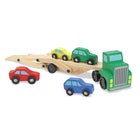 Melissa & Doug Ensemble de jouets en bois avec camion porte-voitures et voitures -Les wagons sont compatibles avec toutes les voies ferrées en bois standard.