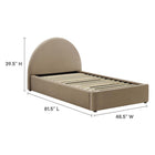 Modway Resort Performance Velvet Arched Round Twin Platform Bed - Taupe-Weight Capacity: 800 lb