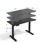 LjubLjana 53" Electric Height Adjustable Sit-Stand Desk - Black-Powerful Electric Motor - Enjoy a height range of 28" to 45" with this desk's powerful motor and strong legs using telescopic height adjustment, the easy-to-use push button controller features 4 memory pre-sets to save your preferred height