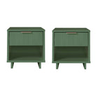 Manhattan Comfort Granville 18.11" Modern 1-Drawer Nightstand 2-Piece Set - Sage Green-Modern-Contemporary with a taste of Glam - Nightstand for Bedroom and Living Room Use. Set of 2