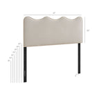 Modway Athena Stain-Resistant Performance Velvet Queen Size Headboard - Almond-Scalloped Wave Design