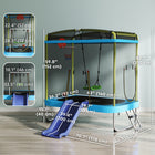 Qaba Toddler Trampoline with Slide, Swing, Basketball Hoop, Ladder and Safety Enclosure - 70" x 47" - Light Blue-Robust steel frame supports up to 176lbs (80 kg) for secure, energetic jumping 