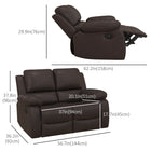 HOMCOM - Canapé inclinable double en cuir PU avec accoudoirs - brun-Coussin de dossier rempli de coton de poupée pour plus de confort 