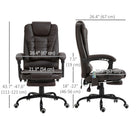 Vinsetto 7-Point Vibration Massage Office Chair with Swivel Wheels - Brown-Retractable footrest so you can prop your feet up while you lay back