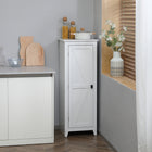 HOMCOM 48" H Kitchen Pantry Cabinet with Barn Door - White-Two 3-level adjustable shelves offer flexible storage 