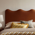 Modway Athena Stain-Resistant Performance Velvet Queen Size Headboard - Rust-Wood Blend Frame