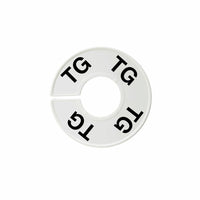 Eddie's Round Size Divider - French TG - White Sizer with Black Print - 100 Pack-White plastic with black text
