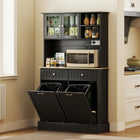 HOMCOM 68" H Kitchen Pantry Cabinet with Charging Station - Black-Particleboard, painted MDF, and anti-tip kits provide stability and safety 