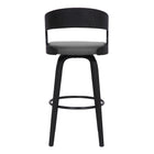 Armen Living Shelly 26" Counter Height Swivel Bar Stool in Grey Faux Leather & Black Wood-6