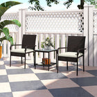Outsunny - ensemble de mobilier de patio 3 pièces avec chaises empilables - coussin lavable - dessus en verre trempé-Le rotin en plastique résistant aux intempéries ne rouille pas et résiste aux UV 
