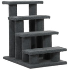 PawHut 23.5" 4-Step Pet Stairs with Carpeted Scratching Post - Dark Grey-Scratching post cat steps with 4 steps and 8 posts for pets to scratch, climb and play on 