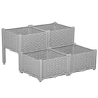 Outsunny - jardinière surélevée 4 pièces en - gris-Cultivez rapidement vos plantes, légumes, herbes et fleurs préférés grâce à notre solution de jardinage conviviale
